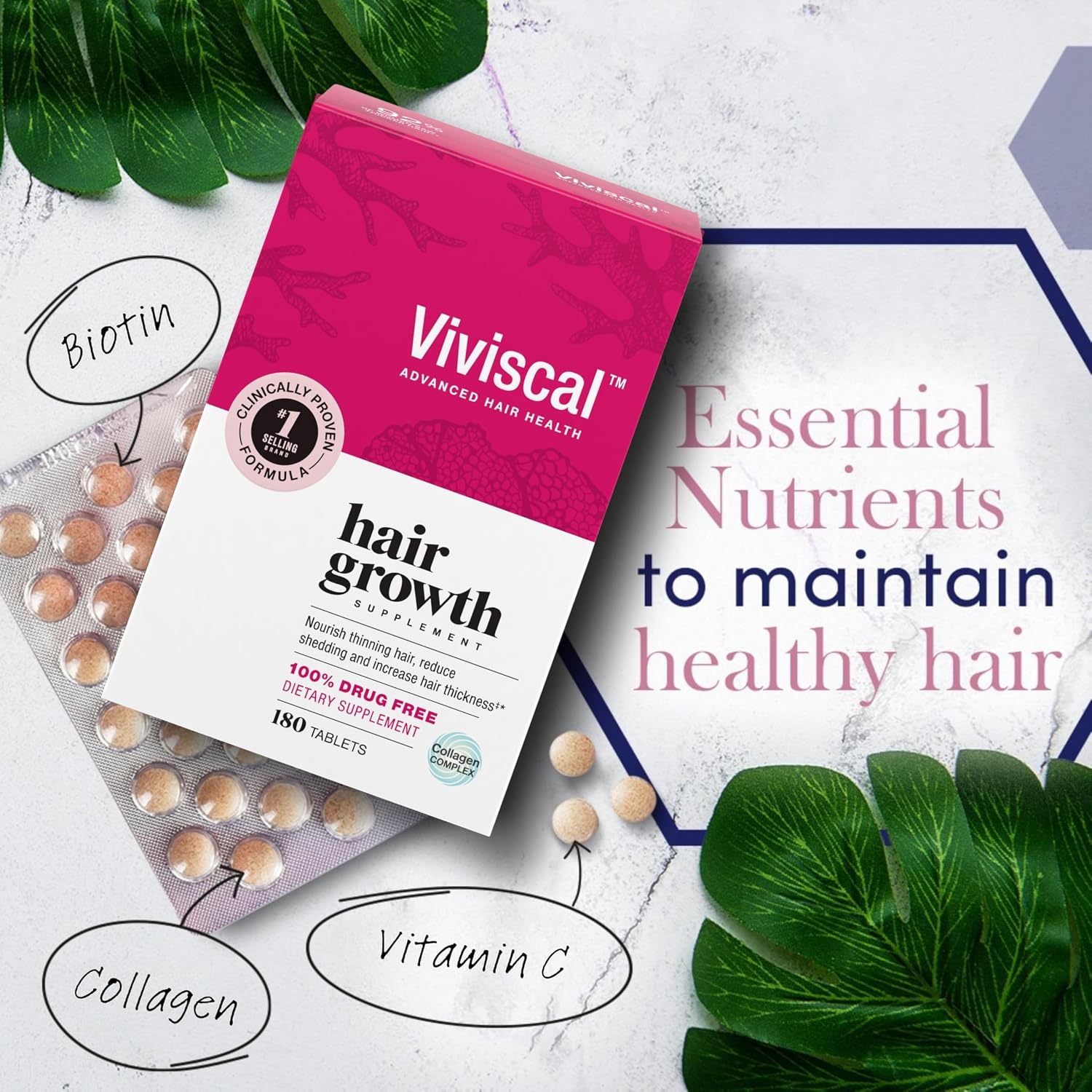 Viviscal Biotin Hair Growth Supplement for Women  – 180 Tablets