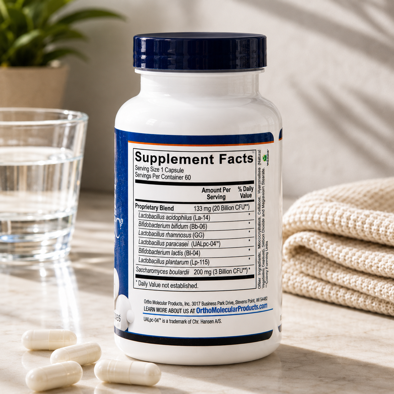 Ortho Biotic includes a carefully assembled cast of probiotic organisms to support microflora balance and maintain a healthy environment for vitamin uptake and optimal immune function.