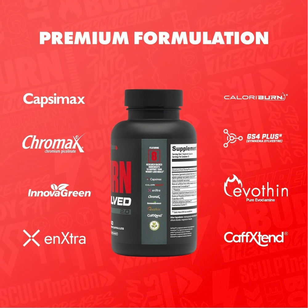 Sculpt Nation Burn Evolved 2.0 Metabolism and Energy Booster 60 Capsules